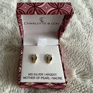 Charlotte & Lexi Gold Plated Silver Mother of Pearl Owl Earrings